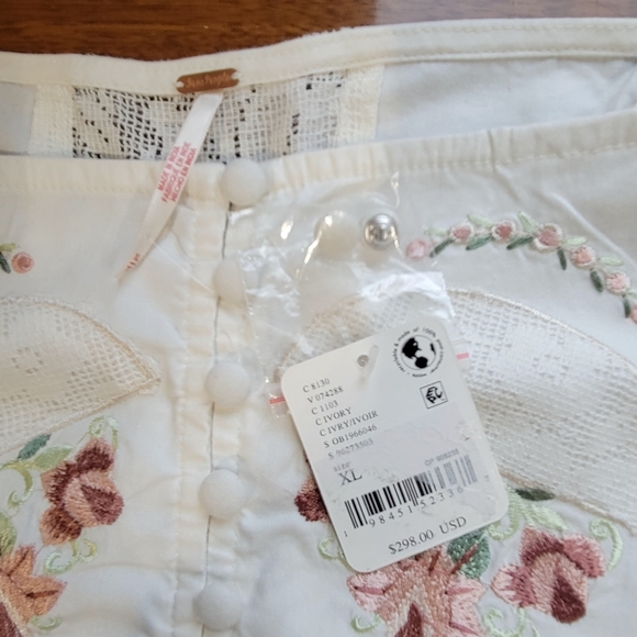 Free People Maeberrie Top & Skirt Set Coord Embroidered NWT Ivory Size XL - Picture 13 of 16